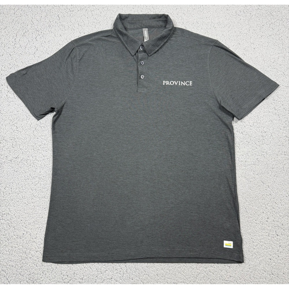Vuori Strato Tech Polo Shirt Mens M Gray Province Logo Performance Stretch V188